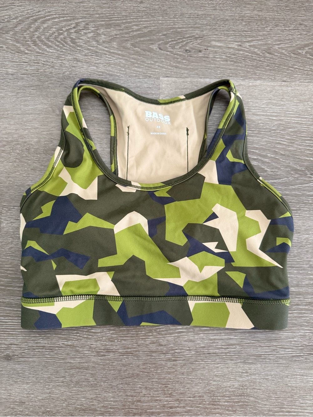 Bass Camo Performance Sports Bra - Olive & Cream